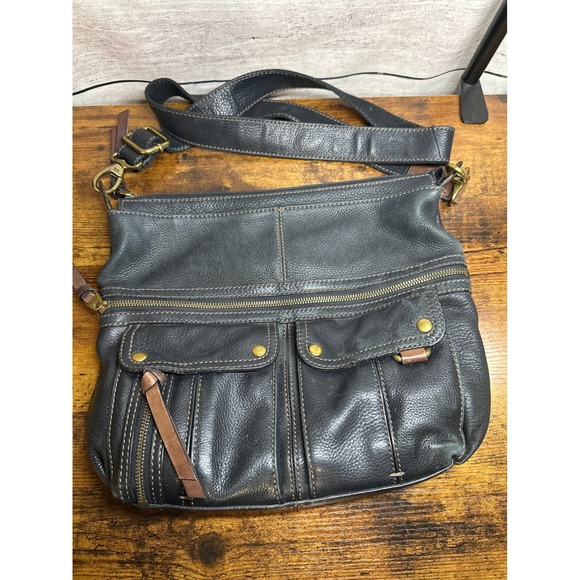 Fossil Handbags - FOSSIL Purse Crossbody Morgan Black Leather Traveler Xbody